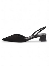 abordables Talons Aiguilles-Escarpins à bride arrière et bout pointu pour femmes – talons bas en similicuir pour des occasions élégantes au bureau et en soirée