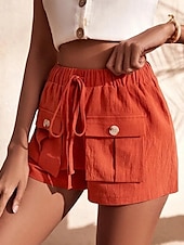 economico Pantaloni in lino e cotone semplici-Per donna Pantaloncini cargo Shorts Moda Atletico Corto Misura del girovita medio Semplice Tasca Elastico in vita Traspirante Confortevole Micro-elastico Sport &amp; Outdoor Abbigliamento quotidiano