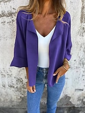 abordables Boutique Graphique Sweatshirts &amp; Hoodies-Femmes Grande taille Hauts d&#039;été Couleur Unie Occasionnel manche longue Col de chemise Hauts Réguliers Sortir Week-end Noir Jaune Vert Véronèse Rouge Bleu Été