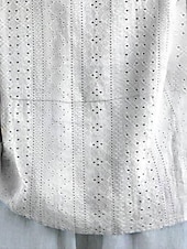preiswerte Damen Einfache Oberteile-Damen Hemd Einfach Basic Modern Kurzarm Hemdkragen Normale Oberteile Täglich Ferien Lochmuster Weiß Sommer