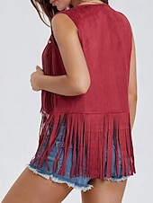 cheap Boho Tops-Women&#039;s Blouse Plain Active Modern Sleeveless V Neck Regular Tops Daily Holiday Fringe Black White Yellow Army Green Red Summer