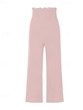 economico Pantaloni in lino e cotone semplici-Per donna Culotte Gamba Larga Pantaloni in cotone e lino Pantaloni Eleganti Moda Streetwear Lunghezza intera Naturale Semplice Elastico in vita Comodo All&#039;aperto Confortevole Streetwear Uscire Bianco