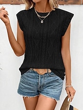 ieftine Topuri din dantelă-Pentru femei Camisole Tank Top Simplu De Bază Modern Fără manșon Stil Nautic Topuri obișnuite Zilnic Concediu Negru Alb Roz Îmbujorat Albastru celest Mov Vară