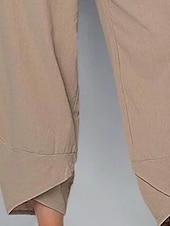 abordables Pantalon en coton et lin-Pantalons Femme en Coton Lin Pantalons Amples Similaire au Lin Chinos Mode Basique Longueur Complète Taille Moyenne Poche Unie à Cordon Confortable Extérieur Micro-élastique Vacances Street Quotidien
