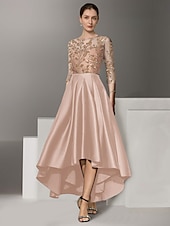 economico Lunghezza del pavimento-abito a trapezio abito per la madre della sposa elegante semplice scollo a v lunghezza alla caviglia lunghezza tè raso manica a 3/4 con pizzo arricciato paillettes 2025