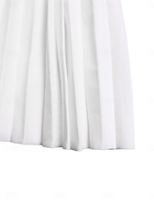 abordables Robes en dentelle blanche-Femmes Robe Midi Robe trapèze Robe Plissée Fête cocktail Robes semi-formelles Soirée Coupe régulière Couleur Unie manche longue Col montant Noir Blanche Rose Claire Été Printemps
