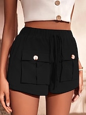 economico Pantaloni in lino e cotone semplici-Per donna Pantaloncini cargo Shorts Moda Atletico Corto Misura del girovita medio Semplice Tasca Elastico in vita Traspirante Confortevole Micro-elastico Sport &amp; Outdoor Abbigliamento quotidiano