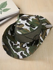 preiswerte Herrenhüte-Herren-Sonnenhut aus Camouflage-Netzgewebe mit breiter Krempe und Kinnriemen – atmungsaktiver Outdoor-Wander- und Angelhut für Sommerreisen und Camping