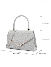abordables Pochettes et sacs à main de soirée-Pochette de soirée pailletée pour femme avec bandoulière chaîne – élégante pochette structurée à poignée supérieure pour mariages, cocktails et événements formels
