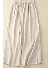 economico Pantaloni in lino e cotone semplici-Per donna Pantaloni in cotone e lino Pantaloni Eleganti Moda Streetwear Lunghezza intera Naturale Semplice Tasca Elastico in vita All&#039;aperto Confortevole Streetwear Uscire Aalbicocca Nero Blu Zenzero