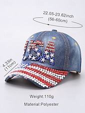 ieftine Pălării de damă-șapcă de baseball din denim cu strass SUA – pălărie strălucitoare cu steag american patriotic pentru femei și bărbați, accesoriu reglabil pentru ținuta de 4 iulie pentru ziua independenței