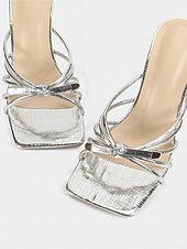 ieftine Sandale cu toc-salopete de damă cu toc cu fundă cu bretele aurii – sandale de bal de absolvire cu vârf deschis pentru serile elegante și look-uri de banchet