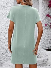 cheap Plain Dress-Women&#039;s Mini Dress T Shirt Dress Tee Dress Solid Color Summer Dress Casual Daily Regular Fit Graphic Short Sleeve Crew Neck Black Pink Blue Green Summer