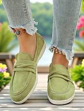 abordables Chaussures sans lacet et mocassins femme-Mocassins en simili-daim pour femme – style classique et polyvalent pour les promenades au bord du lac, les journées décontractées au bureau et les sorties du week-end