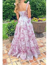 cheap Casual Floral Dresses-Women&#039;s Long Dress Maxi Dress Party Dress Cocktail Dress Fashion Party Special Occasion Regular Fit Flower Sleeveless Spaghetti Strap Blue Light Purple Summer