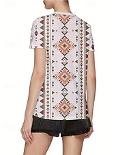 economico T-shirt Boho-Per donna Maglietta Top estivi Grafico Geometrico Classico Casual Manica Corta Scollo a V Top corti Quotidiano Weekend Stampato Arcobaleno Estate Primavera Autunno