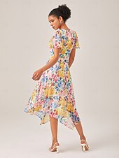 levne Květinové šaty-Dámské Duhová Léto Tričkový Elegantní XS S M