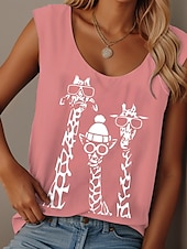 economico Canotta Animali-Per donna Canotta a canotta Grafico Animale Graffiti Quotidiano Casual Senza Maniche Girocollo Scollo Tondo Top Regolari Quotidiano Stampato Nero Bianco Rosa Blu Viola Estate