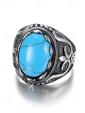 abordables Bijoux pour hommes-Bague vintage en acier inoxydable pour homme avec pierre œil de tigre, design tribal en argent antique, bague audacieuse, adaptée aux occasions décontractées et formelles