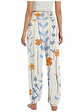 economico Pantaloni-Per donna Pantaloni ispirati al lino Gamba larga Pantaloni Stile Etnico Casual Boho Lunghezza intera Vita Alta Floreale Foglia Tropicale Tasca Elastico in vita Stampa Traspirabilità Morbido