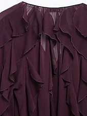 abordables Hauts sexy pour femmes-Femmes Chemise Chemisier Uni Élégant Moderne manche longue Col en V Hauts Réguliers Fête Sortir Superposé Vin Été
