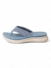 abordables Sandales Confort-Sandales tongs pour femmes avec semelle coussinée – chaussures décontractées et légères à enfiler pour les promenades estivales et les journées à la plage