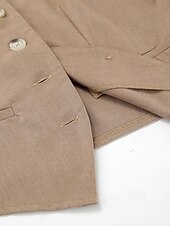 abordables Ensembles chemisiers pour femmes-Femmes Actif Mode Chemisier Gilet Ensembles de Pantalons Sans manches Col en V Couleur Unie Dubbele Rij Knopen Extérieur Fête Noir Marron Gris Été Coupe régulière