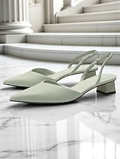 abordables Talons Aiguilles-Escarpins à bride arrière et bout pointu pour femmes – talons bas en similicuir pour des occasions élégantes au bureau et en soirée