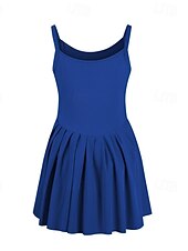 cheap Women&#039;s Tennis Dress-US Open Women&#039;s Tennis Dress with Shorts Sports Dress Sleeveless Pleated Breathable Tennis Golf Pickleball Square Neck Solid Colored Dress Black Blue Dark Green Tennis Clothing