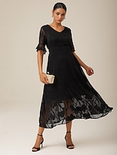 cheap Cocktail Dress-Women&#039;s Maxi Dress Cocktail Dress Wedding Guest Dress Semi Formal Dress A Line Dress Elegant Work Birthday Flutter Sleeve Wedding Guest Cocktail Party Formal Evening Regular Fit Solid Color Plain