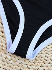 cheap Bikini Sets-Women&#039;s Swimwear Bikini 2 Piece Swimsuit Patchwork Tropical Beach Wear Color Block U Neck Sleeveless Bathing Suits