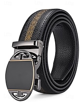 cheap Men&#039;s Belts-Men&#039;s Genuine Stingray Leather Automatic Buckle Belt – Luxury Textured Strap with Reflective Pattern for Business, Formal and Gift Occasions
