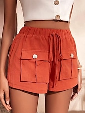 economico Pantaloni in lino e cotone semplici-Per donna Pantaloncini cargo Shorts Moda Atletico Corto Misura del girovita medio Semplice Tasca Elastico in vita Traspirante Confortevole Micro-elastico Sport &amp; Outdoor Abbigliamento quotidiano