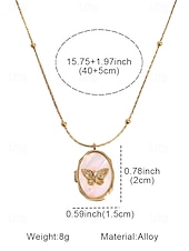 abordables Collier pour femme-Collier médaillon papillon en or pour femme - pendentif ovale de style vintage avec perles et compartiment photo caché, élégant cadeau d&#039;anniversaire, d&#039;anniversaire ou de remise de diplôme