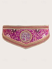 preiswerte Damengürtel-Damengürtel im Bohemian-Stil, handgefertigt, mit Perlen besetzt, elastisches Band mit Quasten und Anhängern – farbenfrohes Stickdesign für Damen, perfekt für Strandbekleidung, Festivals und Sommeranlässe