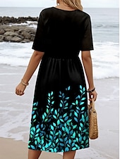 ieftine rochie florală-Pentru femei Rochie Mini Rochii Tricou Rochie A line Rochie de vară Vacanță Casual Zilnic Fit regulat Floral Grafic Manșon scurt Stil Nautic Galben Albastru piscină Mov Trifoi Vară