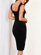 cheap Plain Dress-Women's Midi Dress Casual Dress Summer Dress Slip Dress Fashion Modern Daily Beach Weekend Regular Fit Plain Sleeveless Square Neck Black Summer