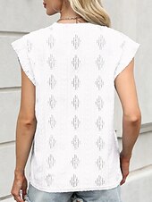 abordables T-shirt uni-T-shirt pour femmes unicolore mode élégante moderne manches courtes col rond hauts réguliers quotidiens week-end œillets noir blanc rose vert été printemps