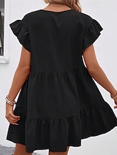 preiswerte Einfaches Kleid-Damen Minikleid Freizeitkleid Sommerkleid Elegant Mode Outdoor Ferien Date Normale Passform Einfach Kurzarm Rundhalsausschnitt Schwarz Blau Rosenrot Sommer Frühling