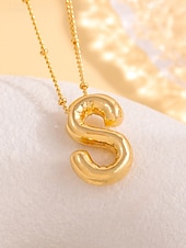 abordables Collier pour femme-Collier pendentif lettre bulle plaqué or – bijou personnalisé avec initiales de 26 lettres de l&#039;alphabet pour femmes et filles – style minimaliste tendance pour anniversaire, remise de diplôme ou usage quotidien