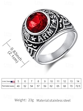 cheap Men&#039;s Jewelry-Men&#039;s Vintage Army Ring with Emerald Green Gemstone – Antique Silver Military Style Statement Ring for Veterans and Collectors