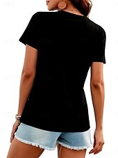 abordables T-shirt floral-Femmes T-shirt Fleuri Graphique Plantes ancien Élégant Classique Manche Courte Col en V Hauts Réguliers Quotidien Week-end Imprimé Noir Gris Été Printemps