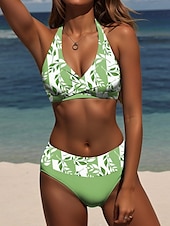 abordables Ensemble de bikinis-Maillots de bain pour femmes bikini 2 pièces maillot de bain mode stylé floral graphique sans manches