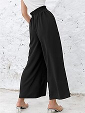 economico Pantaloni in lino e cotone semplici-Pantaloni ampi in cotone e lino da donna A tinta unita Chinos Pantaloni baggy Leggings Basic Casual Lunghezza intera Vita alta Semplice Pockets Fascia elastica Comfort All&#039;aperto Micro-elastico