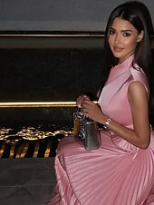 cheap PINK-Pink A-Line Evening Gown Elegant Dress Formal Floor Length Sleeveless Halter Neck Pocket Satin with Ruched