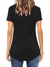 voordelige Effen t-shirt-Vrouwen T-shirt Effen Kleur Effen Mode Elegant Klassiek Korte Mouw V Hals Regular Tops Dagelijks Weekend Zwart Wit Roze Legergroen Zomer