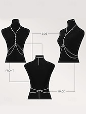 economico Collana da donna-Delicata catena per il corpo da donna, gioiello per bikini – catena per la vita a strati in oro e argento con cristalli per abbigliamento da spiaggia, feste in piscina e abiti da festival