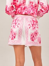 cheap Pants-Floral Printed Adjustable Drawstring Casual Shorts