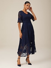 cheap Cocktail Dress-Women&#039;s Maxi Dress Cocktail Dress Wedding Guest Dress Semi Formal Dress A Line Dress Elegant Work Birthday Flutter Sleeve Wedding Guest Cocktail Party Formal Evening Regular Fit Solid Color Plain