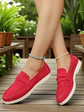 abordables Chaussures sans lacet et mocassins femme-Mocassins en simili-daim pour femme – style classique et polyvalent pour les promenades au bord du lac, les journées décontractées au bureau et les sorties du week-end